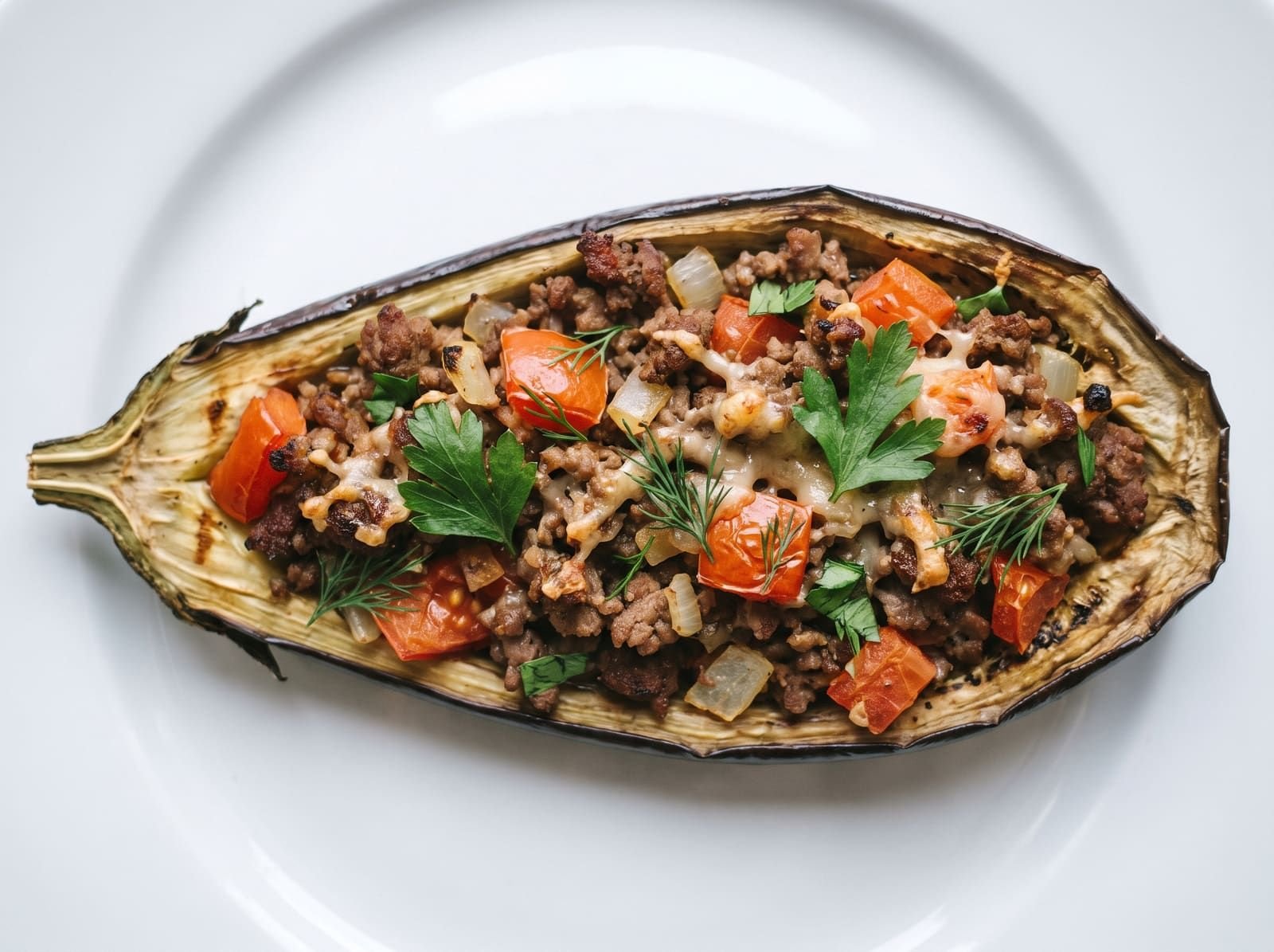 Aubergine farcie à la viande hachée
